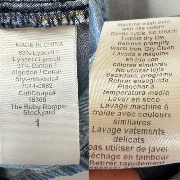 Current/Elliot Jean Denim Ruby Romper size 1 - Picture 8 of 16